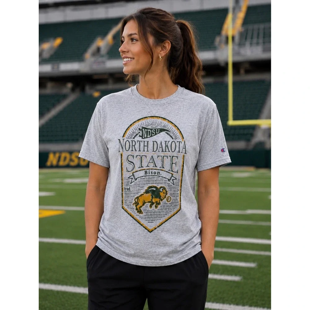 Champion NDSU Bison T-Shirt Unisex Large Gray New North Dakota State Graphic Tee - Picture 3 of 10